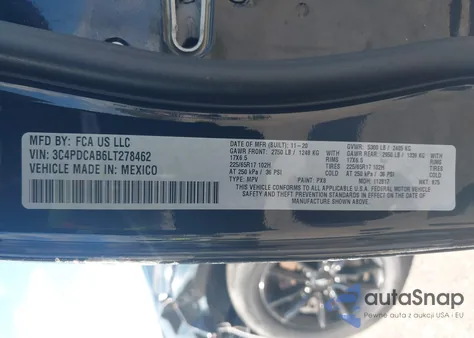 2020 Dodge Journey Se Value from USA, damaged, VIN 3C4PDCAB6LT278462